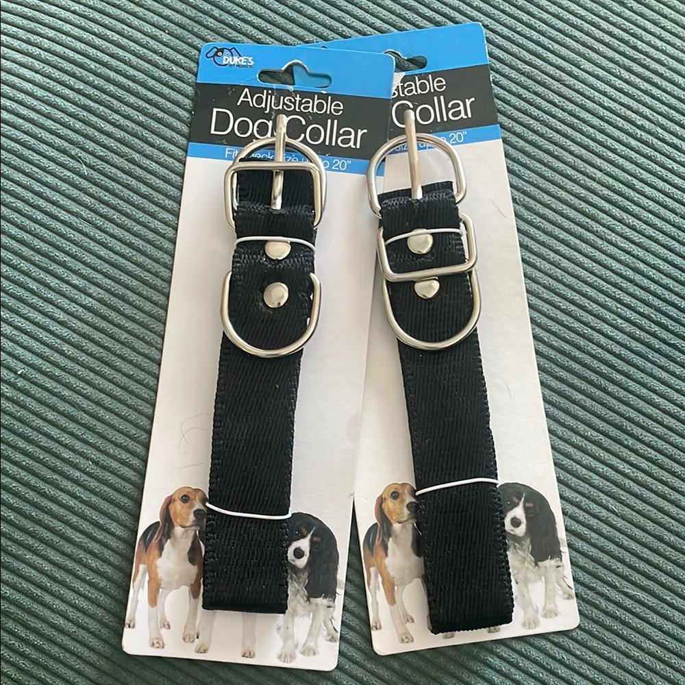 Set of 2 Black Adjustable Dog Collars